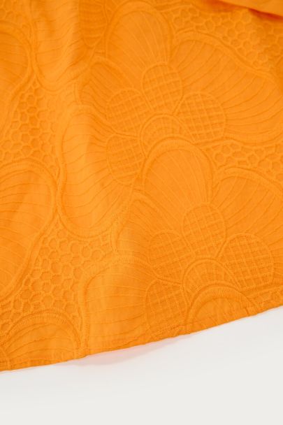 Orangefarbenes Neckholder-Top mit Stickerei und Schleife