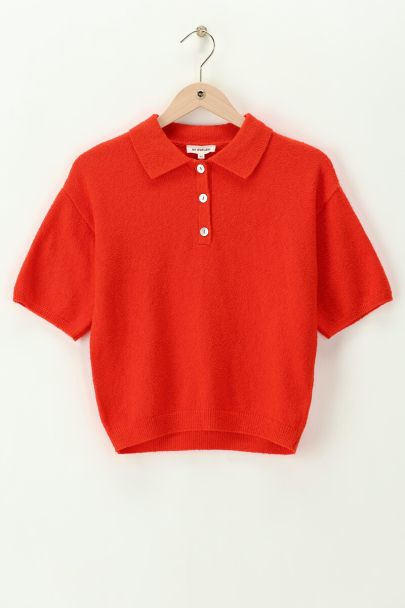 Polo en bouclette orange à manches courtes