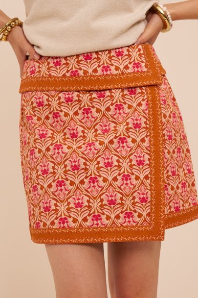 Oranje rok met print en overslag