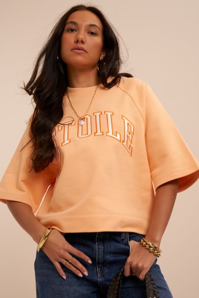 Oranje sweater met korte mouwen "Etoile"