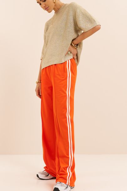Orange wide jogger trousers with stripes