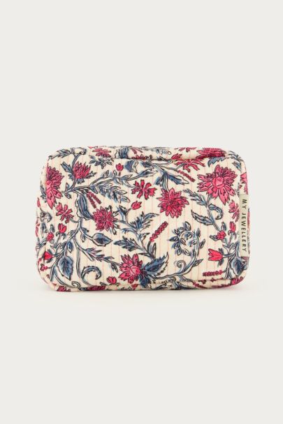 Trousse de toilette à fleurs roses et bleues