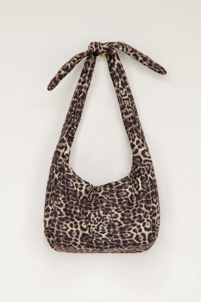 Panterprint schoudertas met strik 