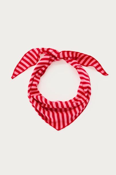 Pink-red striped triangle scarf