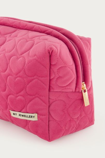 Set de trousses de toilette rose et rouge avec cœurs