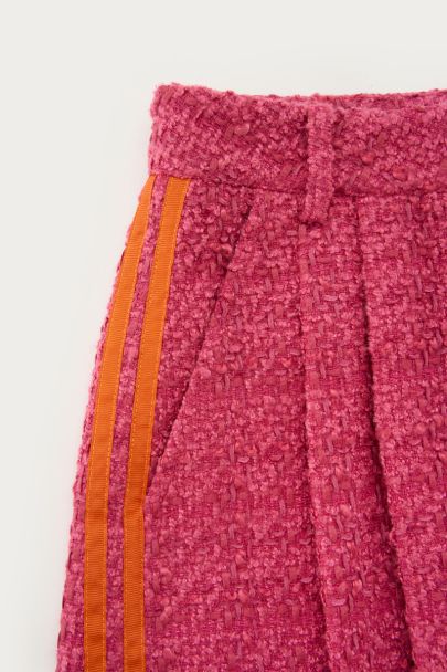 Roze bouclé short met tapes