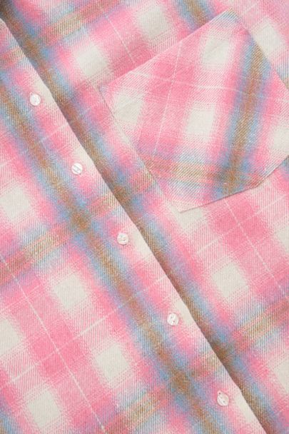 Pink karierte Flanellbluse