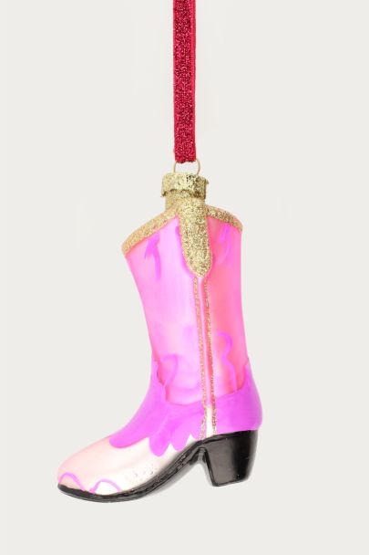 Pinke Weihnachtskugel Westernstiefel
