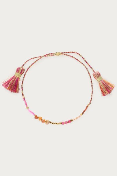 Art Pinkes Stoffarmband mit Perlen