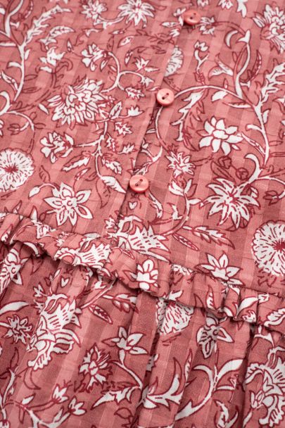 Robe rose à volants et imprimé floral