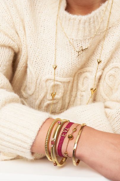 Roze elastieken armband basic glitter