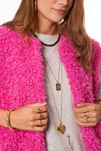 Roze gilet faux fur