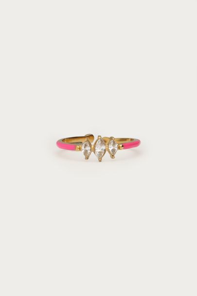 Pink minimalist ring with rhinestones