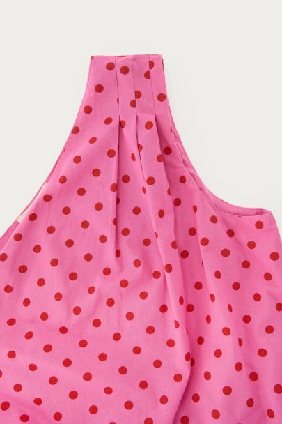 Roze one-shoulder top met polkadot