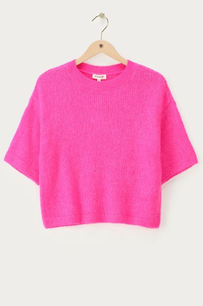 Pinker Oversize-Kurzarmpullover