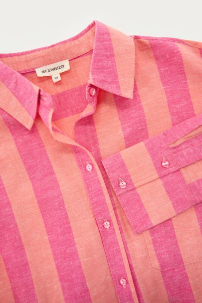 Roze oversized gestreepte blouse