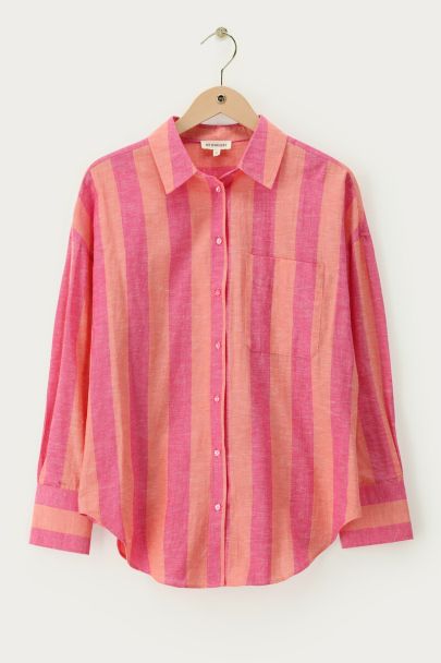 Roze oversized gestreepte blouse