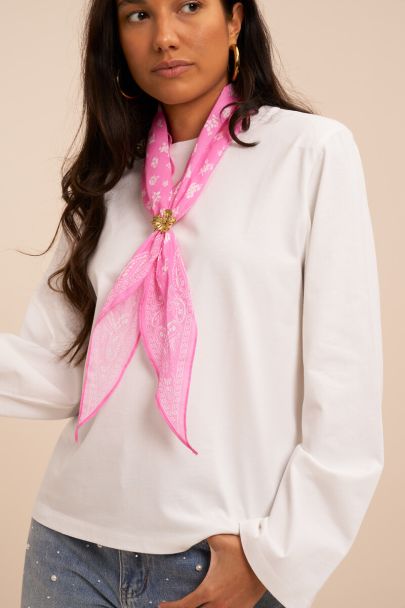 Foulard rose imprimé bandana