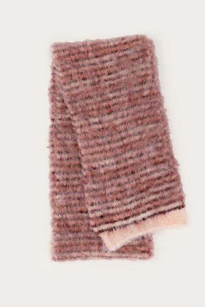 Pink scarf with dark red stripes