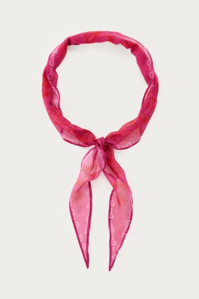 Pink scarf with red paisley print