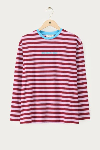 Roze gestreepte longsleeve 'Oui mais non'