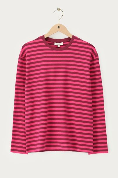 Pink gestreiftes Langarmshirt