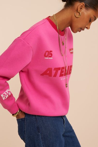 Roze sweater met rode details 'Atelier Paris'