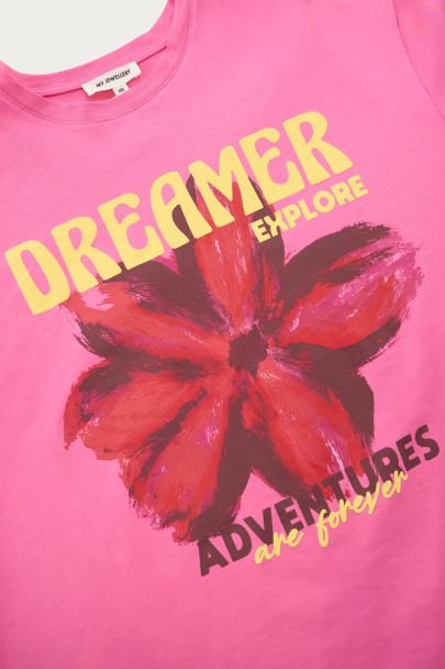 Roze T-shirt met lange mouwen "Dreamers"