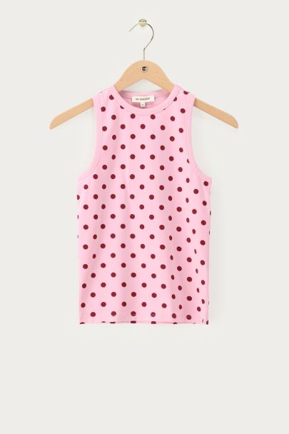 Roze tanktop met polkadot