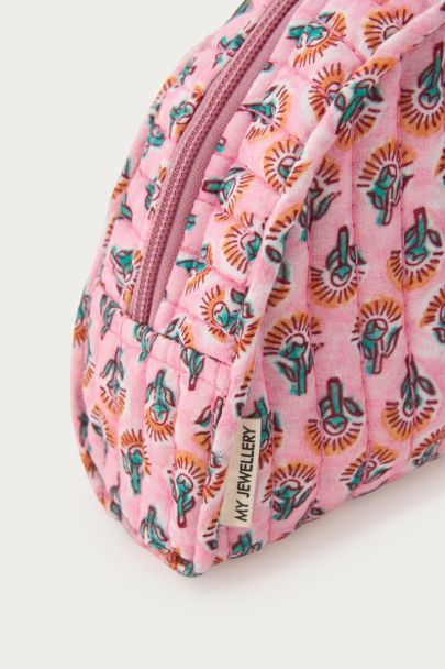 Roze toilettas met india print