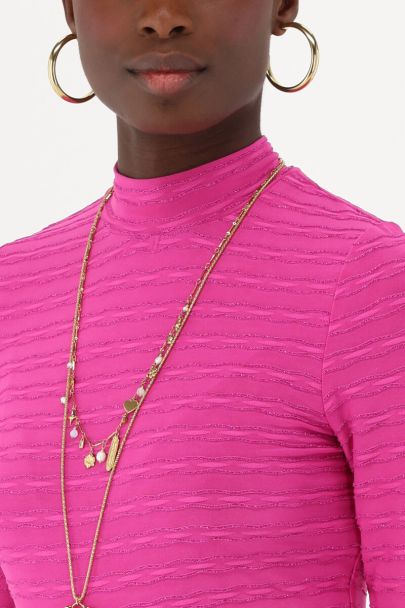 Roze top met col en lurex