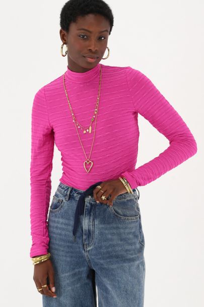 Roze top met col en lurex