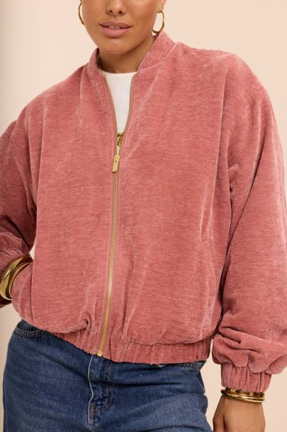 Roze velvet padded jacket