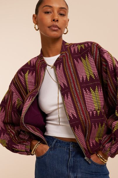 Veste bomber violette avec broderie