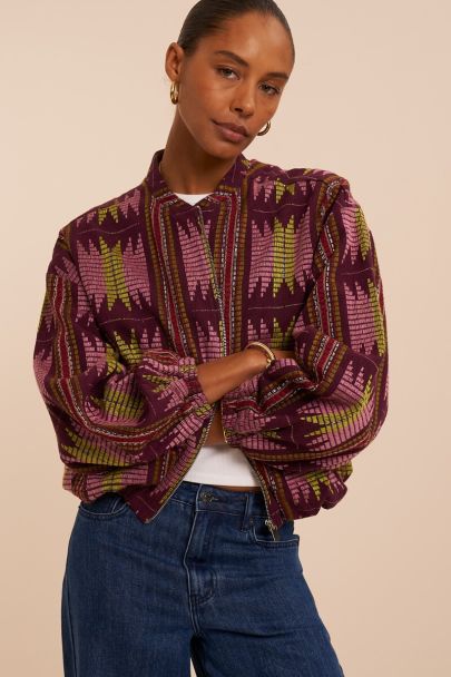 Veste bomber violette avec broderie