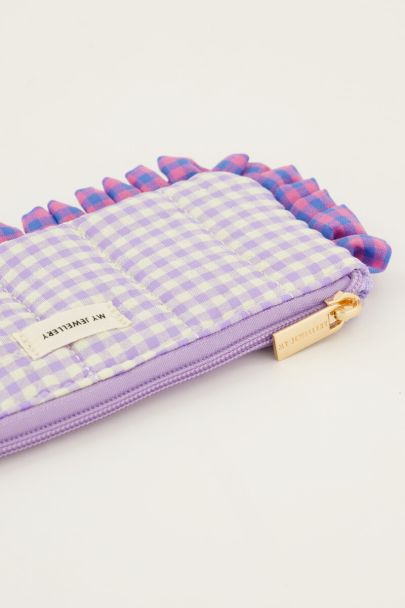 Purple pouch with ruffle and diamond