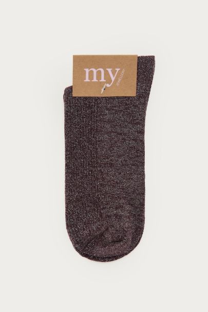 Chaussettes en lurex violet avec volants
