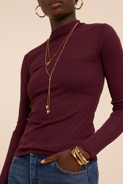 Paarse mesh top met col