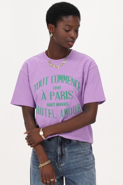 Lila T-shirt "Hotel Amour"