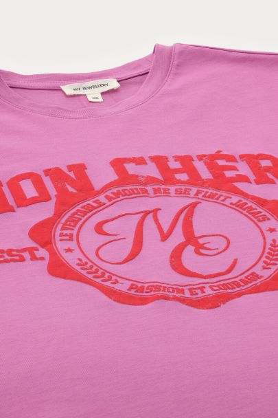 Paars T-shirt "Mon chéri"