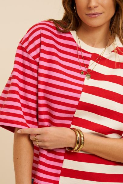 Red and pink striped T-shirt