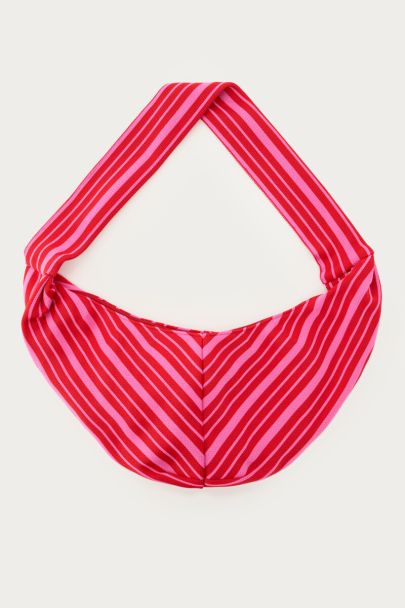 Red crossbody bag with pink stripes