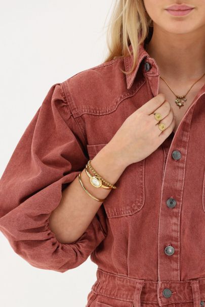 Rode jumpsuit met korte pofmouwen