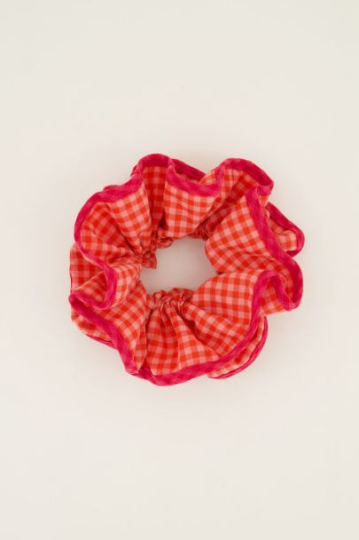 Pink scrunchie with plaid