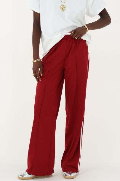 Rode wijde jogger broek met strepen