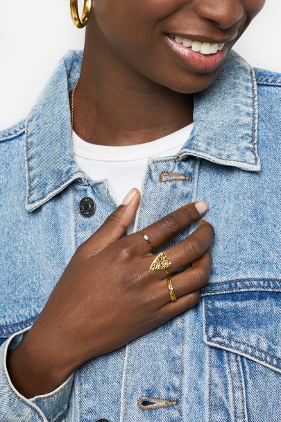 Ring met hart "hammered"