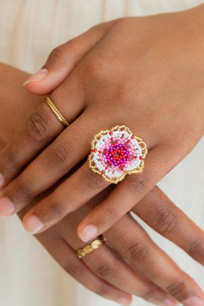 Ring met miyuki bloem