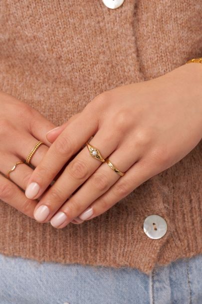 Ring with sun & faux pearl 