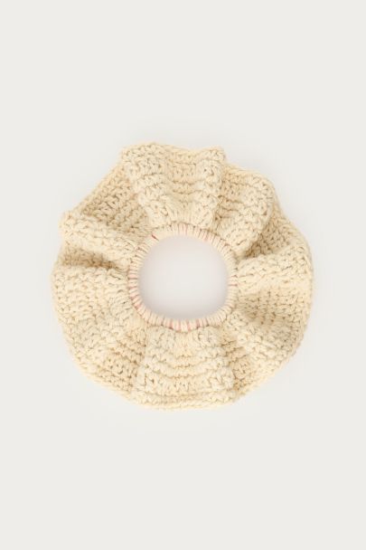 Scrunchie crochet beige 
