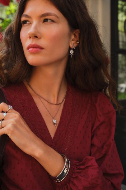 Vintage ketting met dots en zonnebloem